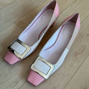 Pink Roger Vivier buckle flats